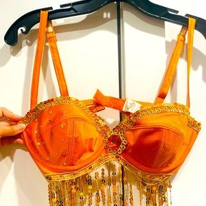 4 pieces beautiful sexy Indian princess bra with long skirt, necklace and panty